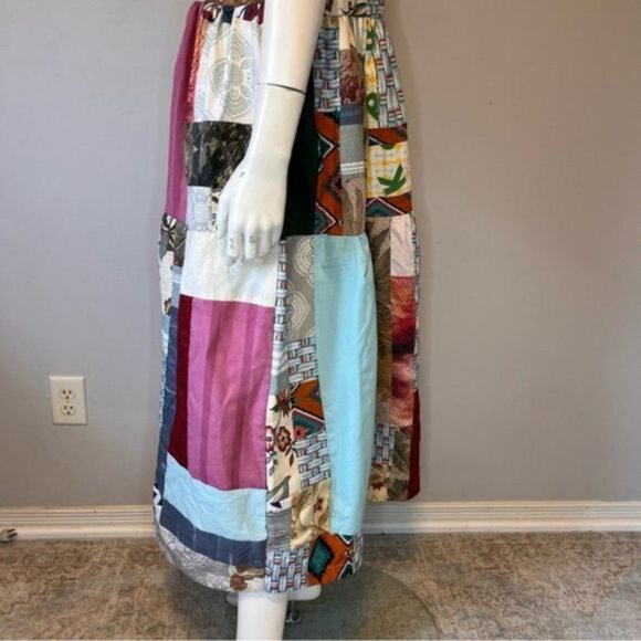 Hand Crafted Patchwork Tiered Sundress with Shoulder Straps Size Medium - Picture 4 of 12